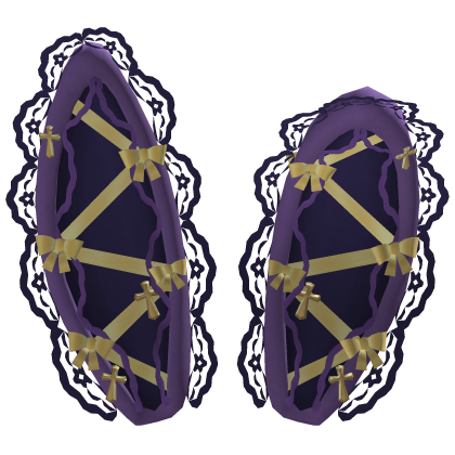🎀 Gothic Cross Lace Bunny Ears Bows Purple Yellow