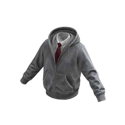 Light Gray Layered Hoodie w/ Shirt & Tie 