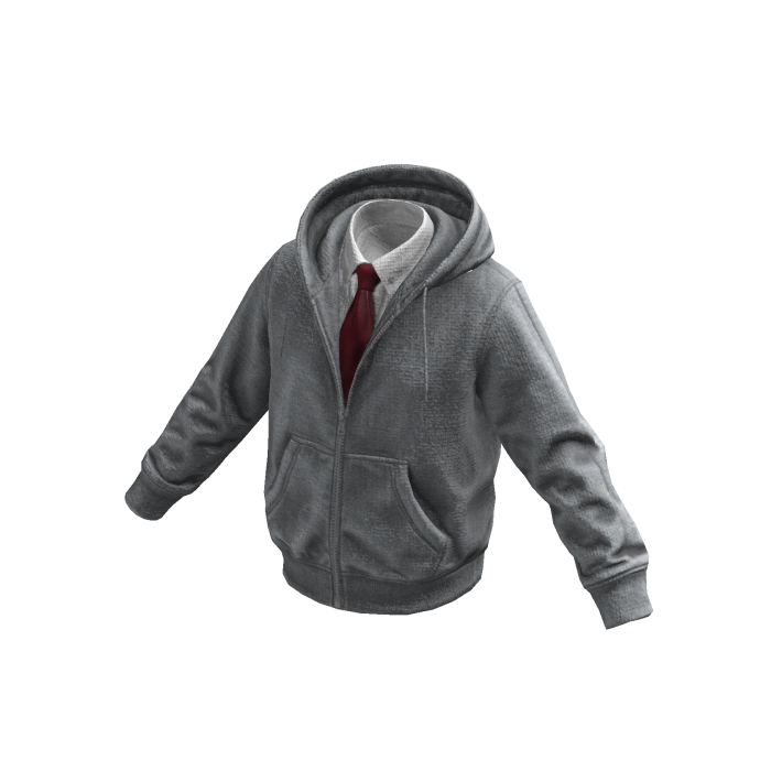 Light Gray Layered Hoodie w/ Shirt & Tie 