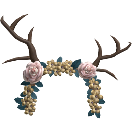 Brown Gold Flower Deer Antlers