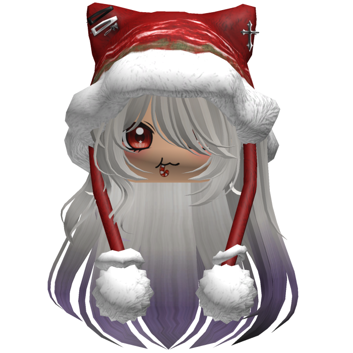 Long White and Purple hair cute Christmas hat Y2k
