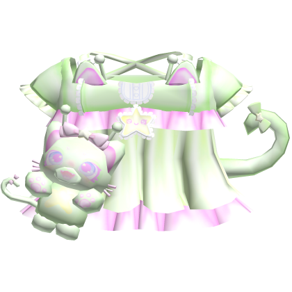 Cute Alien Cat Plushy Dress in Green Roblox item