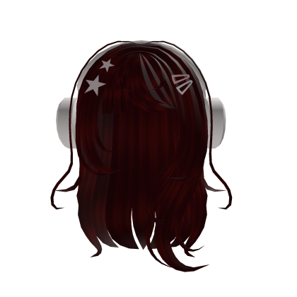 Soft Girl Black Hair w/ White Headphones & Clips Roblox item