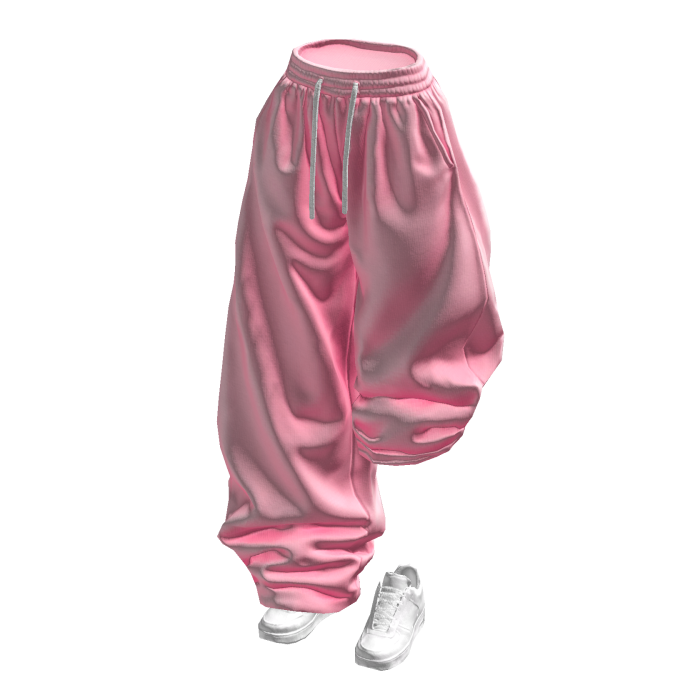 Pink Half Raised Baggy Sweatpants w/ White Shoes