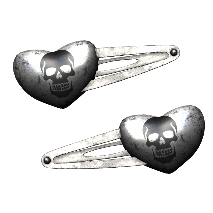 emo white heart hairclips