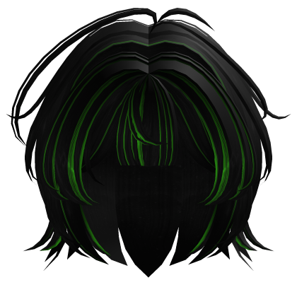 Black and Green Fluffy Layered Bob Roblox item