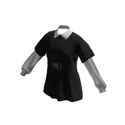 Black Preppy Layered Collared Dress Y2K Goth