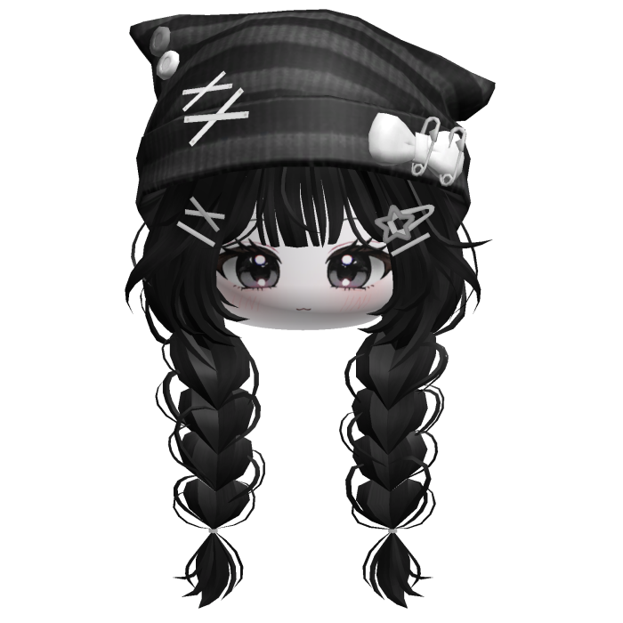 🍀Cute Girl Braided w/Cat Beanie(Black)