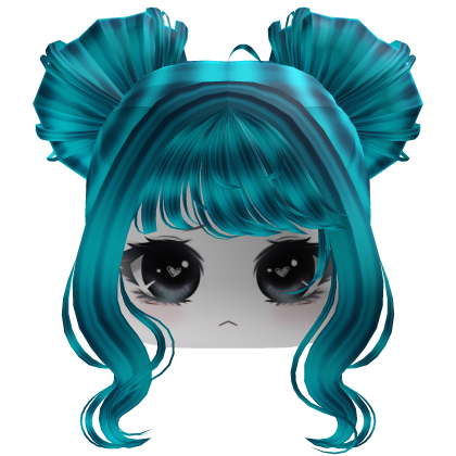 Cyan Twin Buns Hair with Face Girl Roblox item