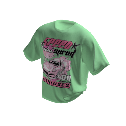 Pink Race Car Graphic Tshirt Green thumbnail
