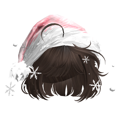 Christmas Cute Hair w/Santa Hat (Brown)