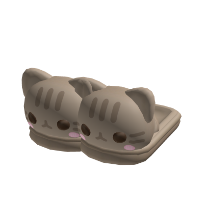 ୨୧ Brown Cute Kitty Round Slippers ୨୧