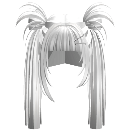 Y2K Hime Pigtails w/ Clips (White) Roblox item