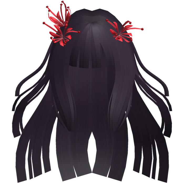 Ash Purple Long Windy Hime Hair w/ Spider Lily
