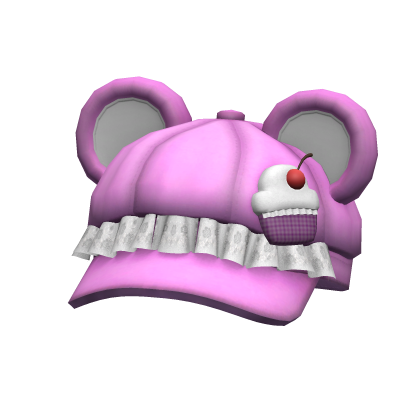 PInk/White Cupcake Ruffled Cute Bear Ears Cap Roblox item