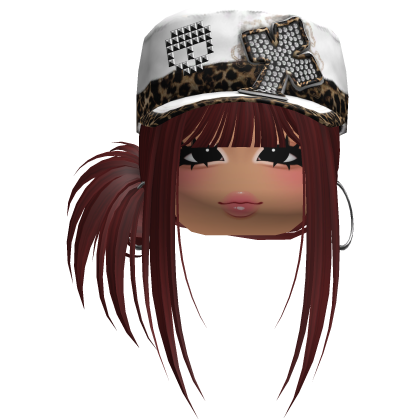Gyaru Side Bun Hair w/ Cheetah Cap & Earrings