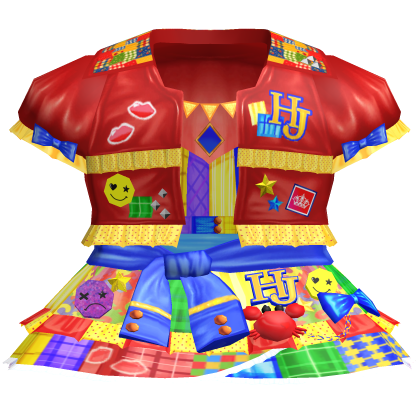 Red Blue Cute Decora Kidcore Colorful Dress