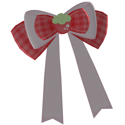 ‿ ♡ ۫ cute plaid strawberry ruffle hair bow , red Roblox item