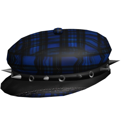 cute vkei emo spiked plaid beret in blue