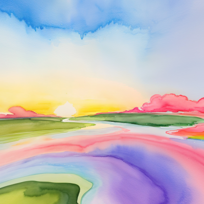 Watercolor Rainbow Sky preview 1