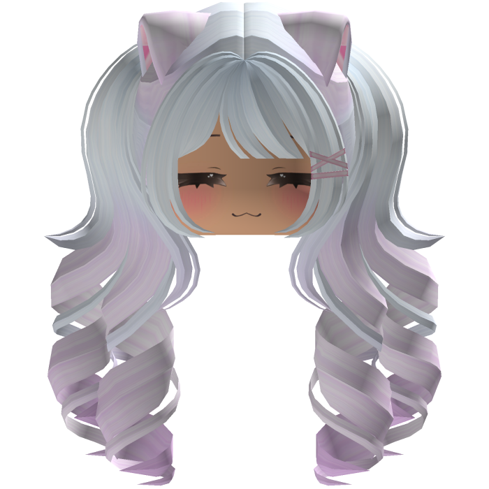 Cute hair emo Y2K cat-ear braids (pink-blue)