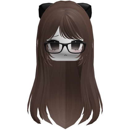 Cute anime brown hair moe face glasses