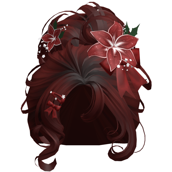 ♡ Christmas Flowery Bun Updo (Red)