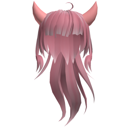 Pink Anime Ponytail Girl Hair With Pink Horns Roblox item