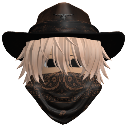 Brown Cowboy Hat with Mask + Neck Scarf