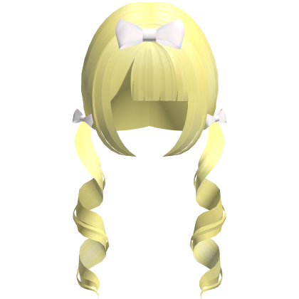 yellow long swirly doll pigtails w bows
