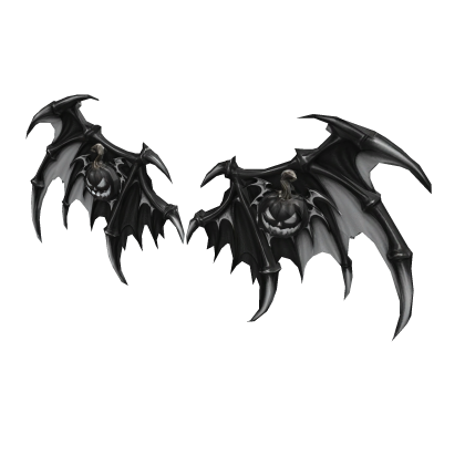 Pumpkin Bat Wings Halloween Black n White 