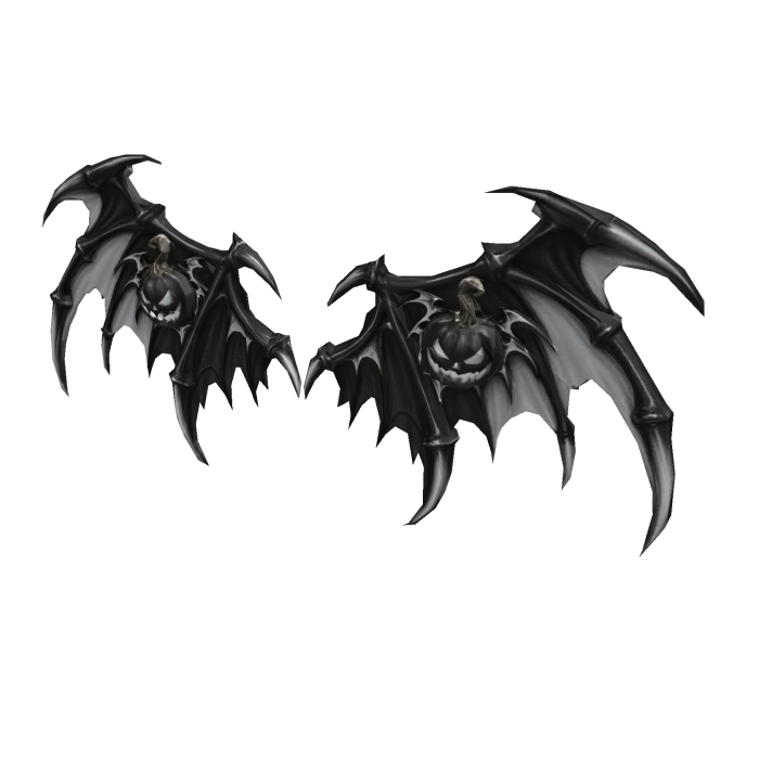 Pumpkin Bat Wings Halloween Black n White 