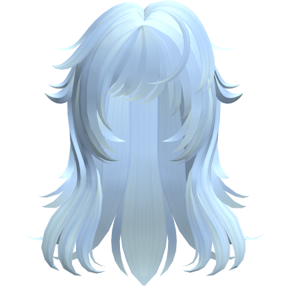 fluffy layered wolfcut in light blue Roblox item