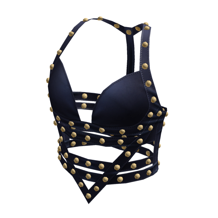 aprelle Y2k leather studded top navy