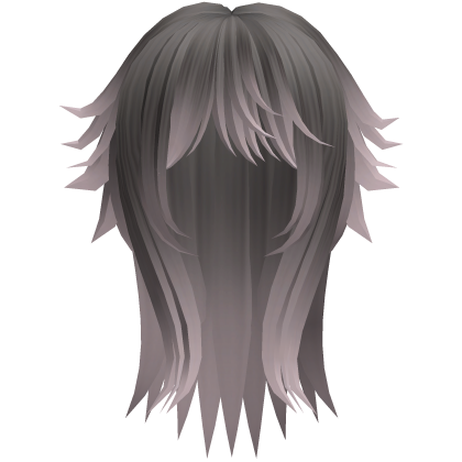 cute messy long moe hair with tufts in grey pink
