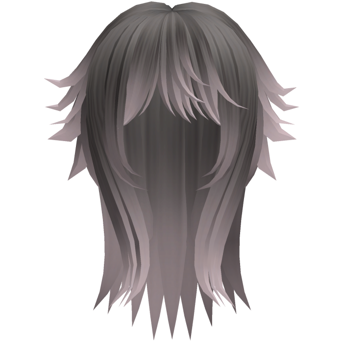 cute messy long moe hair with tufts in grey pink