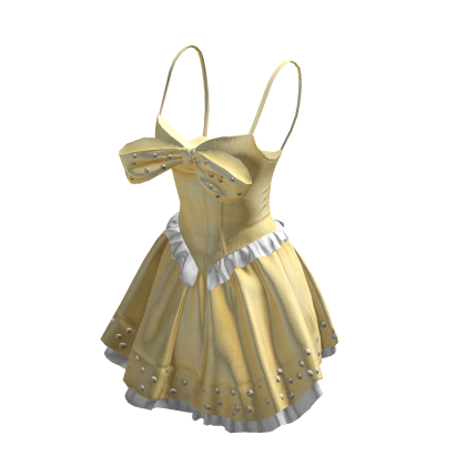 BB Yellow Flowy Silk Dress w/ bow Coquette Girl thumbnail