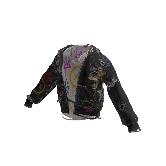 Black Graffiti Distressed Street Jacket [PBR]