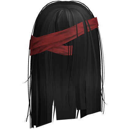 Horror Black Short Hair w Red Bandages Roblox item