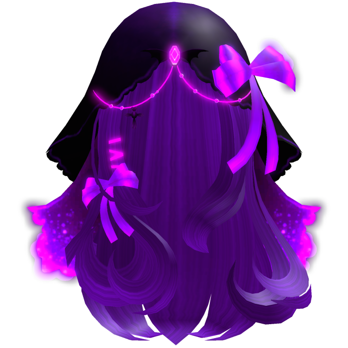 Purple Long Wavy Coquette Hooded Doll Hair w/ Bows