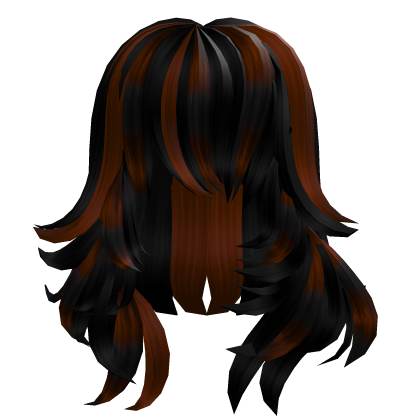 Y2K Black Orange Messy Scene Emo Hair Wolf Cut Roblox item