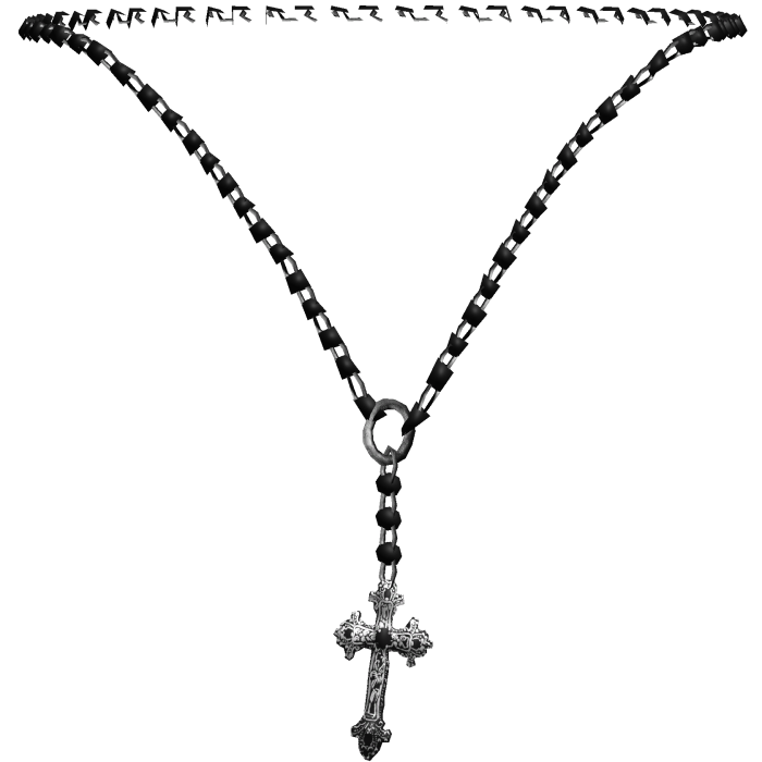 1.0 Emo Vkei Black Beaded Cross Rosary 