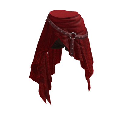 Grunge Draped Skirt w/ Studded Belt (Red)