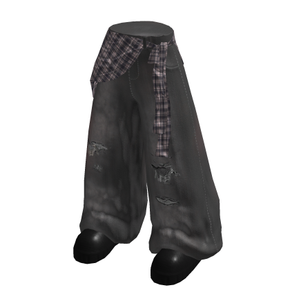 Grunge Tied Flannel Baggy Jeans