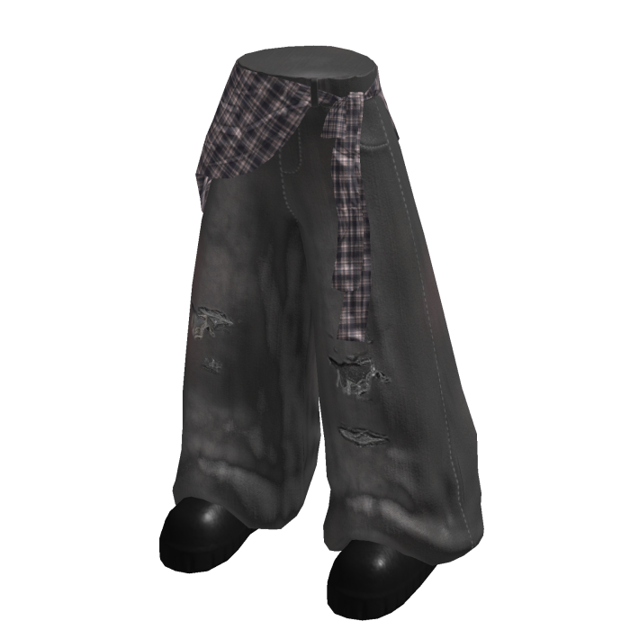 Grunge Tied Flannel Baggy Jeans