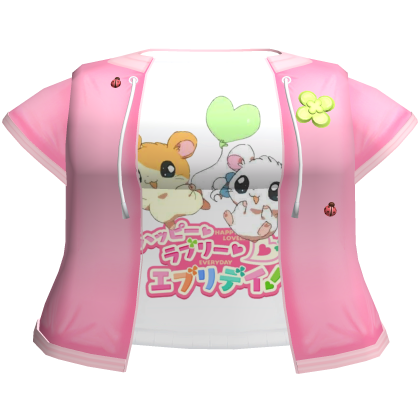 ♡ hamtaro pink clover jacket