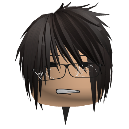 nerdy emo brown hair w broken glasses Roblox item
