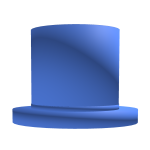 blue tophat with black semi cicrle on top