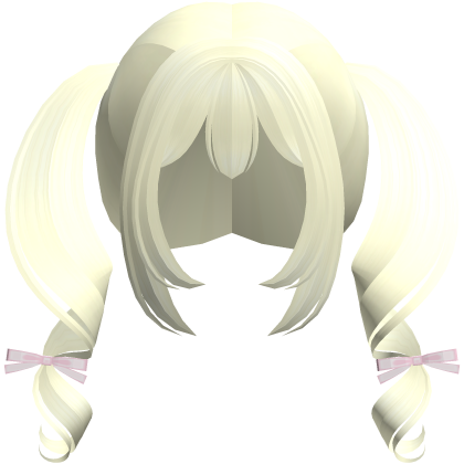 blonde kawaii playful swirly pigtails w bows
