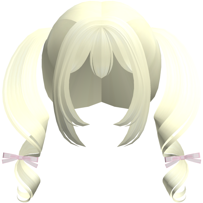 blonde kawaii playful swirly pigtails w bows